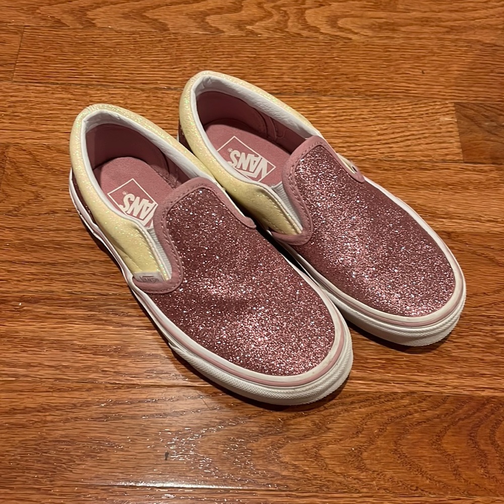 Girls Pink Glitter Vans